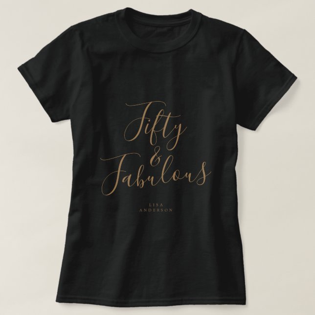 Modern 50 Fabulous Custom Name 50th Birthday Gift T-Shirt (Design Front)