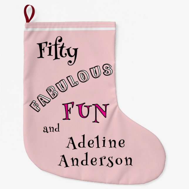 Modern 50 Fabulous Pink 50th Christmas Stocking (Front)