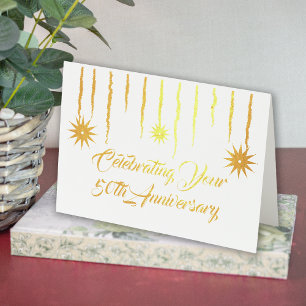 Modern 50th Anniversary Celebration Starburst  Foil Card