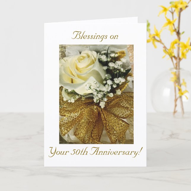 Modern, 50th Anniversary, Floral Card (Yellow Flower)