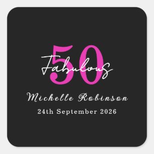 Modern 50th Birthday 50 and Fabulous Party Square Sticker