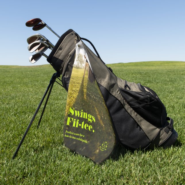 Modern 50th Birthday 60th Birthday Photo Golf Towel (Green)