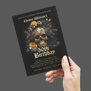Modern 50TH BIRTHDAY GOLD SKULL ROSE