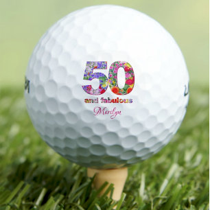 Modern 50th birthday golf balls 50 and fabulous