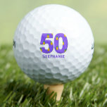 Modern 50th birthday golf balls purple initials<br><div class="desc">Modern 50th birthday golf balls purple initials. 
A perfect gift idea for a fiftieth birthday golf party,  make a passionate golfer smile. You can personalise it with the birthday girl's name. 
Make someone smile! Enjoy!</div>