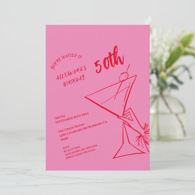 Modern 50th Birthday Invitation (Standing Front)