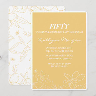 Modern 50th birthday invitations Brunch Yellow