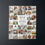 Modern 50th birthday multi photo script gift fleec tapestry<br><div class="desc">Modern minimal multi photo script 50th birthday tapestry. Ideal gift available for mums,  dads,  grand,  grandad of any family member. Stunning elegant script text. Black,  white and gold design.</div>