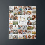 Modern 50th birthday multi photo script gift fleec tapestry<br><div class="desc">Modern minimal multi photo script 50th birthday tapestry. Ideal gift available for mums,  dads,  grand,  grandad of any family member. Stunning elegant script text. Black,  white and gold design.</div>
