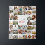 Modern 50th birthday multi photo script  tapestry<br><div class="desc">Modern minimal multi photo script 1st birthday tapestry. fun pink doughnut design</div>