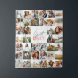 Modern 50th birthday multi photo script  tapestry<br><div class="desc">Modern minimal multi photo script 1st birthday tapestry. fun pink doughnut design</div>