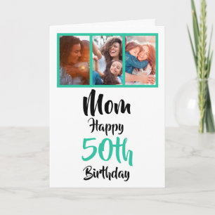 Modern 50th birthday Mum photo collage Card