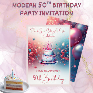 Modern 50th Birthday Party  Invitation