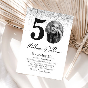 Modern 50th Birthday Party Photo Invitation