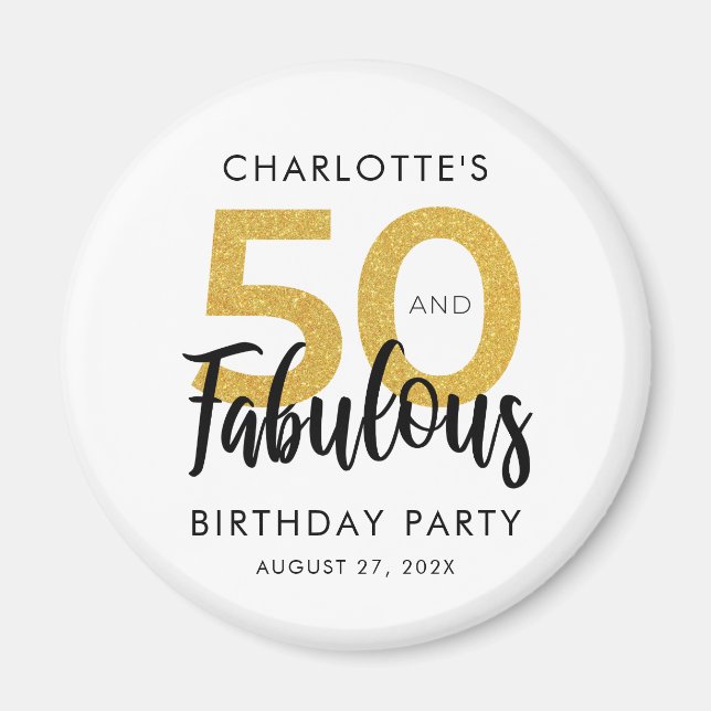 Modern 50th Birthday Party Script Custom Swag Magnet (Front)