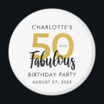 Modern 50th Birthday Party Script Custom Swag Magnet<br><div class="desc">Enjoy your special 50th birthday milestone in style with this elegant typography,  50 and fabulous birthday party custom button. Personalize it by adding a name,  and date to make it unique for your special birthday bash.</div>