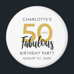 Modern 50th Birthday Party Script Custom Swag Magnet<br><div class="desc">Enjoy your special 50th birthday milestone in style with this elegant typography,  50 and fabulous birthday party custom button. Personalize it by adding a name,  and date to make it unique for your special birthday bash.</div>
