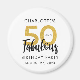 Modern 50th Birthday Party Script Custom Swag Magnet