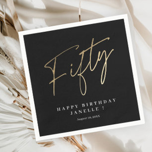 Modern 50th birthday simple stylish elegant script napkin