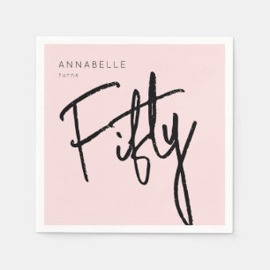 Modern 50th Fifty Fiftieth birthday Napkin