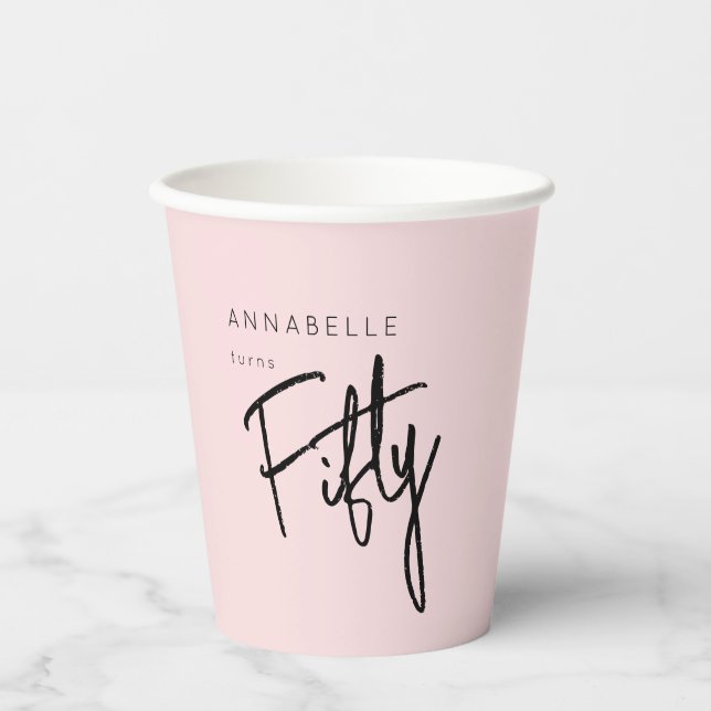 Modern 50th Fifty Fiftieth birthday party Paper Cups (Front)