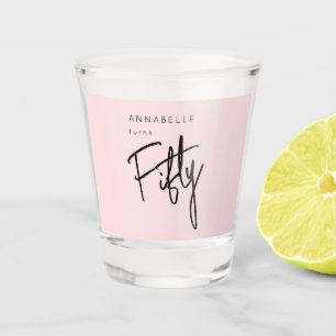 Modern 50th Fifty Fiftieth birthday party Shot Glass