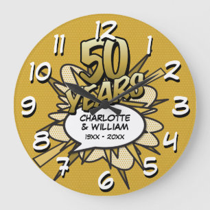 Modern 50th Golden Anniversary Comic Book  Large Clock