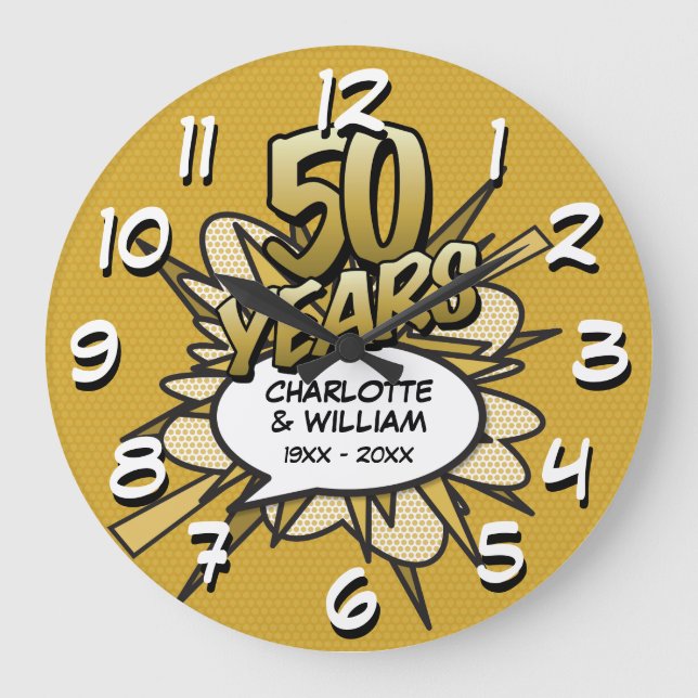 Modern 50th Golden Anniversary Comic Book  Large Clock (Front)