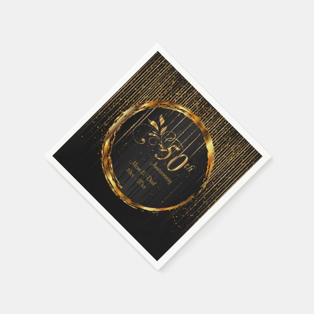 Modern 50th Golden Galaxy Anniversary Design Napkin (Corner)