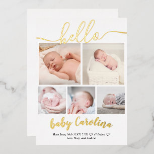 modern 5 grid photo baby girl birth white