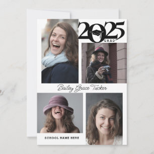 Modern 5-photo 2025 Graduation Announcement Card