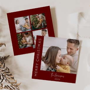 Modern 5 Photo Collage   Christmas Holiday Card
