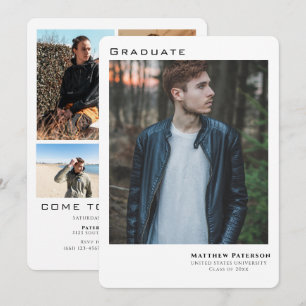 Modern 5 Photo Collage Graduation Invitation