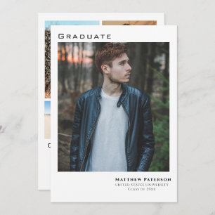 Modern 5 Photo Collage Graduation  Invitation