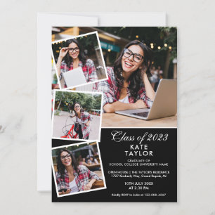 Modern 5 Photo Collage Graduation Party Invitation