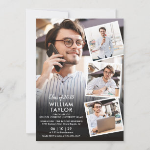 Modern 5 Photo Collage Graduation Party Invitation