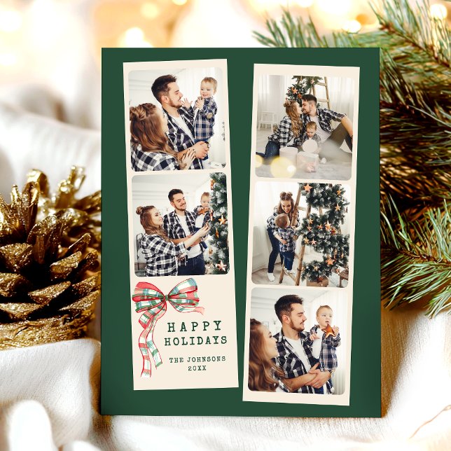 Modern 5 Photo Collage Happy Holidays Holiday Postcard (Creator Uploaded)