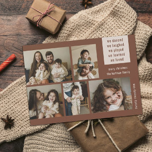 Modern 5 Photo Collage Year Review Christmas Rust Holiday Card