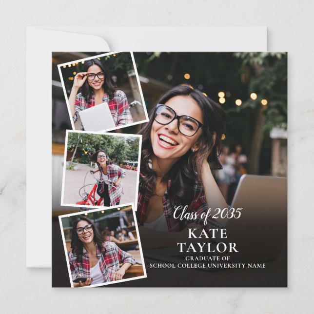 Modern 5 Photo Graduation Announcement (Front)