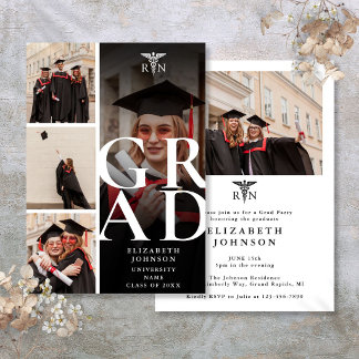 Modern 5 Photo RN Nursing Graduation Party Invitation