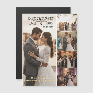 Modern 5 Photo Wedding Save the Date Card
