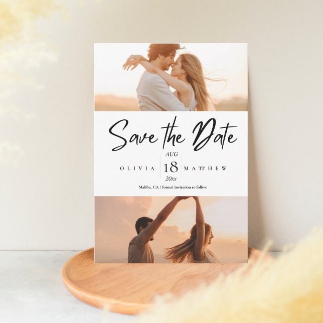 Modern 5 Photo Wedding Save the Dates  Save The Date (Creator Uploaded)