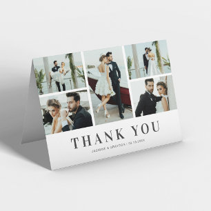 Modern 5 Photo Wedding Thank You Folded Card