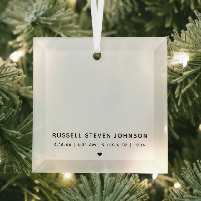 Modern 5 Photos Birth Announcement Glass Tree Decoration (Insitu)