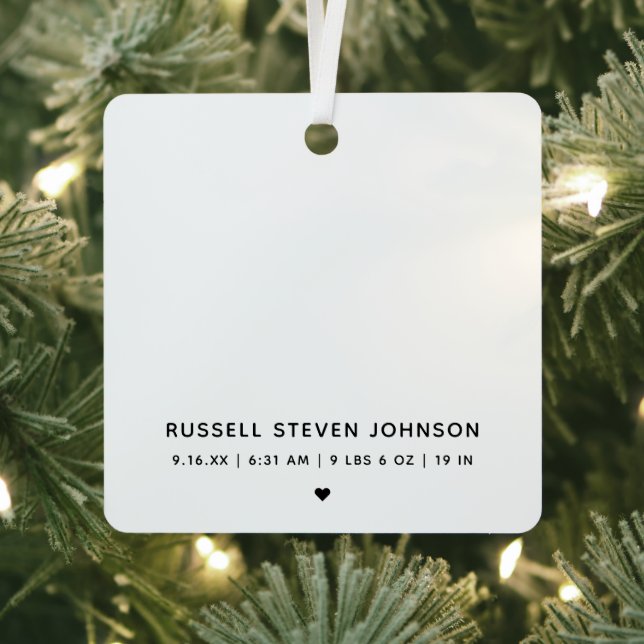 Modern 5 Photos Birth Announcement Metal Tree Decoration (Insitu)