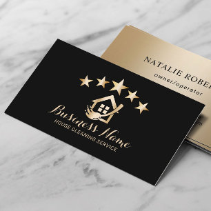 Modern 5 Star Cleaning Service House Cleaner Maid  Business Card