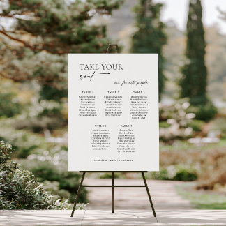 Modern 5 Tables Welcome Seating Chart Poster