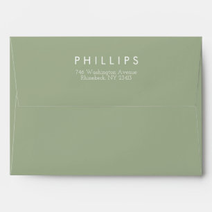 Modern 5 x 7 Minimalist Sage Green Return Address Envelope