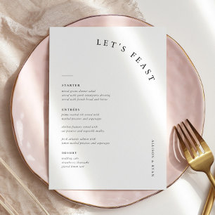 Modern 5x7" Let's Feast Wedding Menu Cards