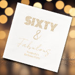 Modern 60 and  Fabulous 60th Birthday Party  Foil Napkins<br><div class="desc">Modern Typography Sixty and Fabulous Birthday Napkins feature a bold typography that beautifully highlights the "Sixty and Fabulous" wording making them the perfect accessory for your birthday celebration. Whether you're hosting an intimate gathering or a grand party, these napkins are ideal for serving drinks and snacks while enhancing the festive...</div>